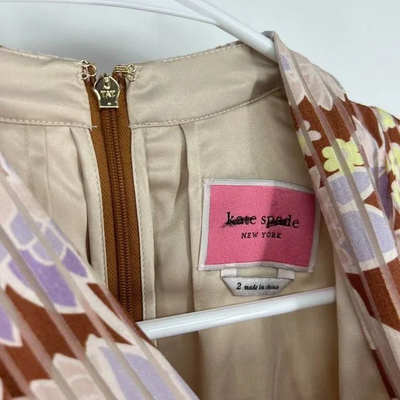 Kate Spade Dress Floral Print Exotic Bloom Burnout V Neck Sleeveless Midi - Picture 5 of 12